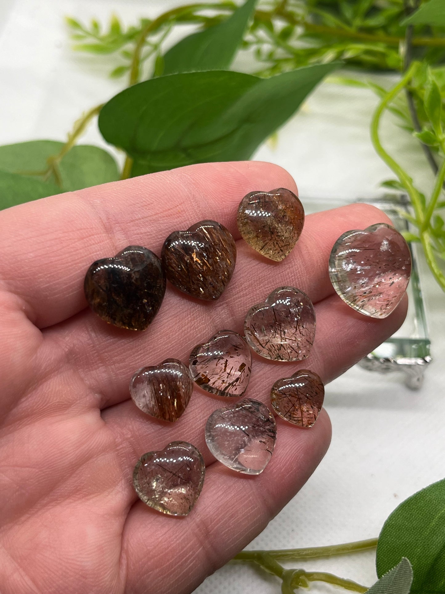 Intuitively chose Rutile in Quartz mini hearts