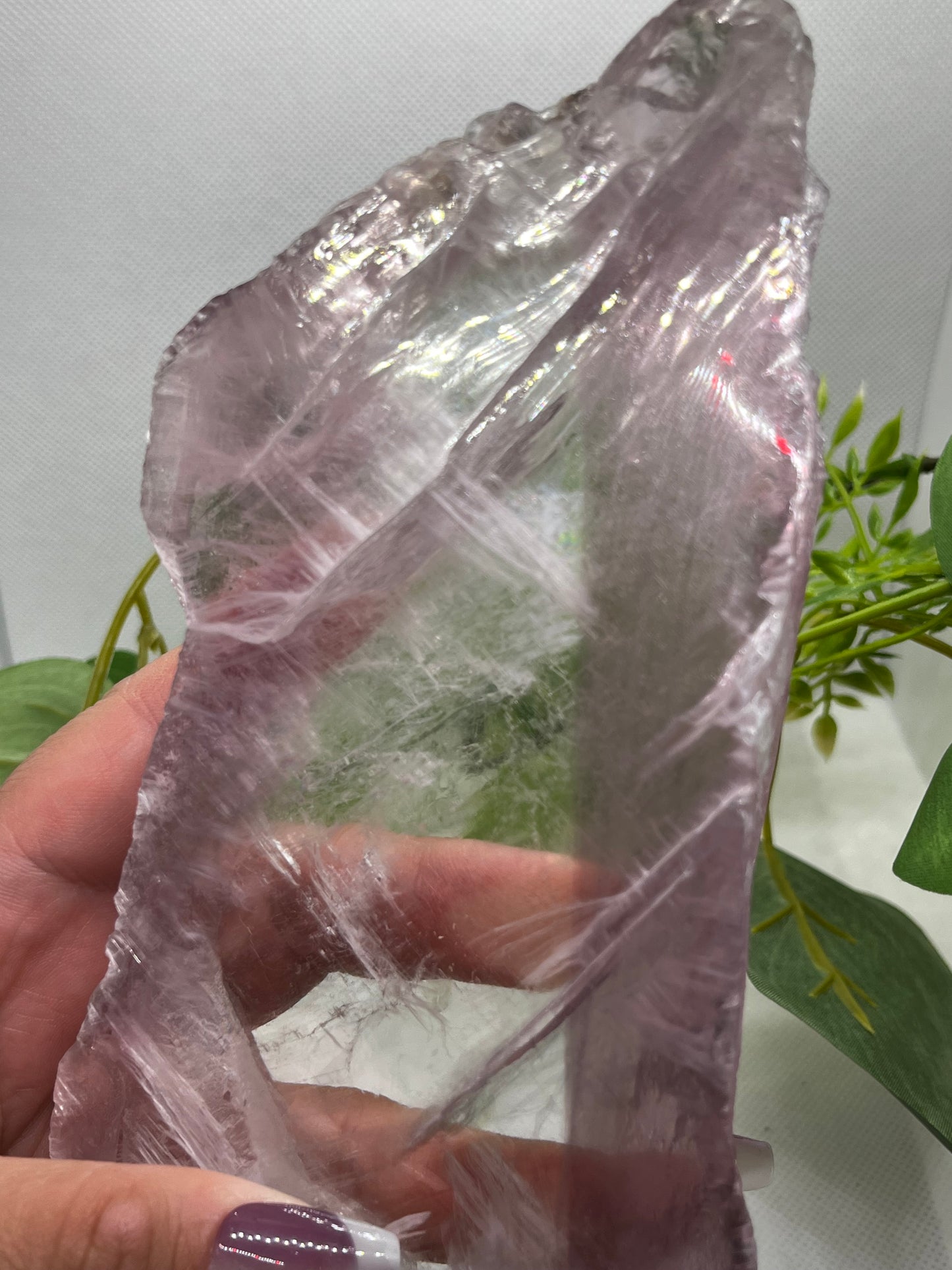 Pink lithium selenite slab C