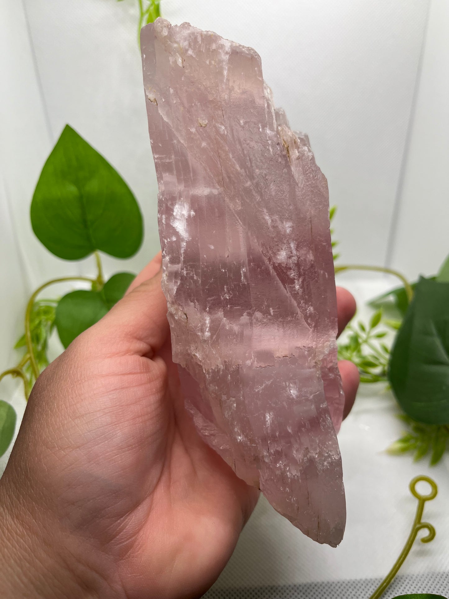 Pink lithium selenite slab J