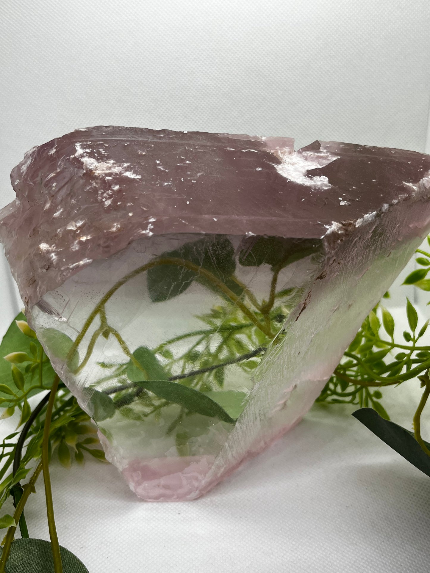 Pink lithium selenite slab A