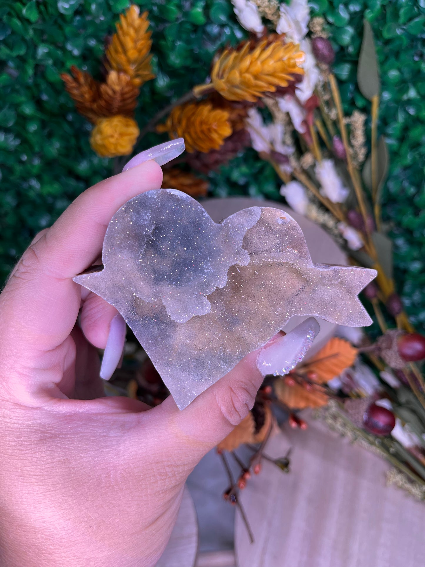 Chalcedony Druzy Hearts