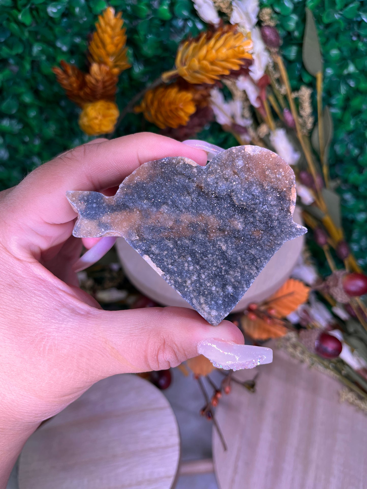 Chalcedony Druzy Hearts