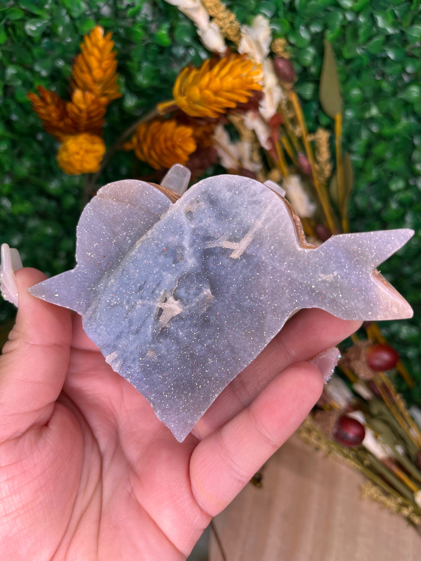 Chalcedony Druzy Hearts