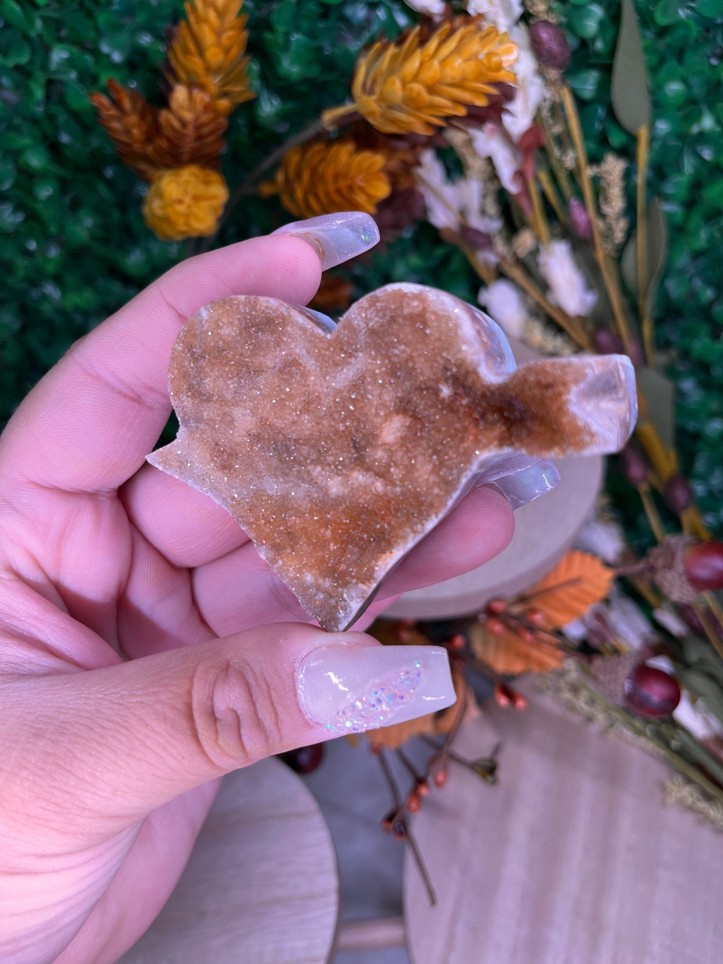 Chalcedony Druzy Hearts