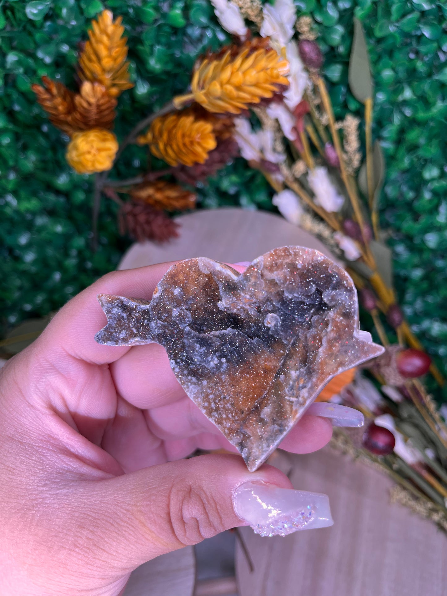Chalcedony Druzy Hearts