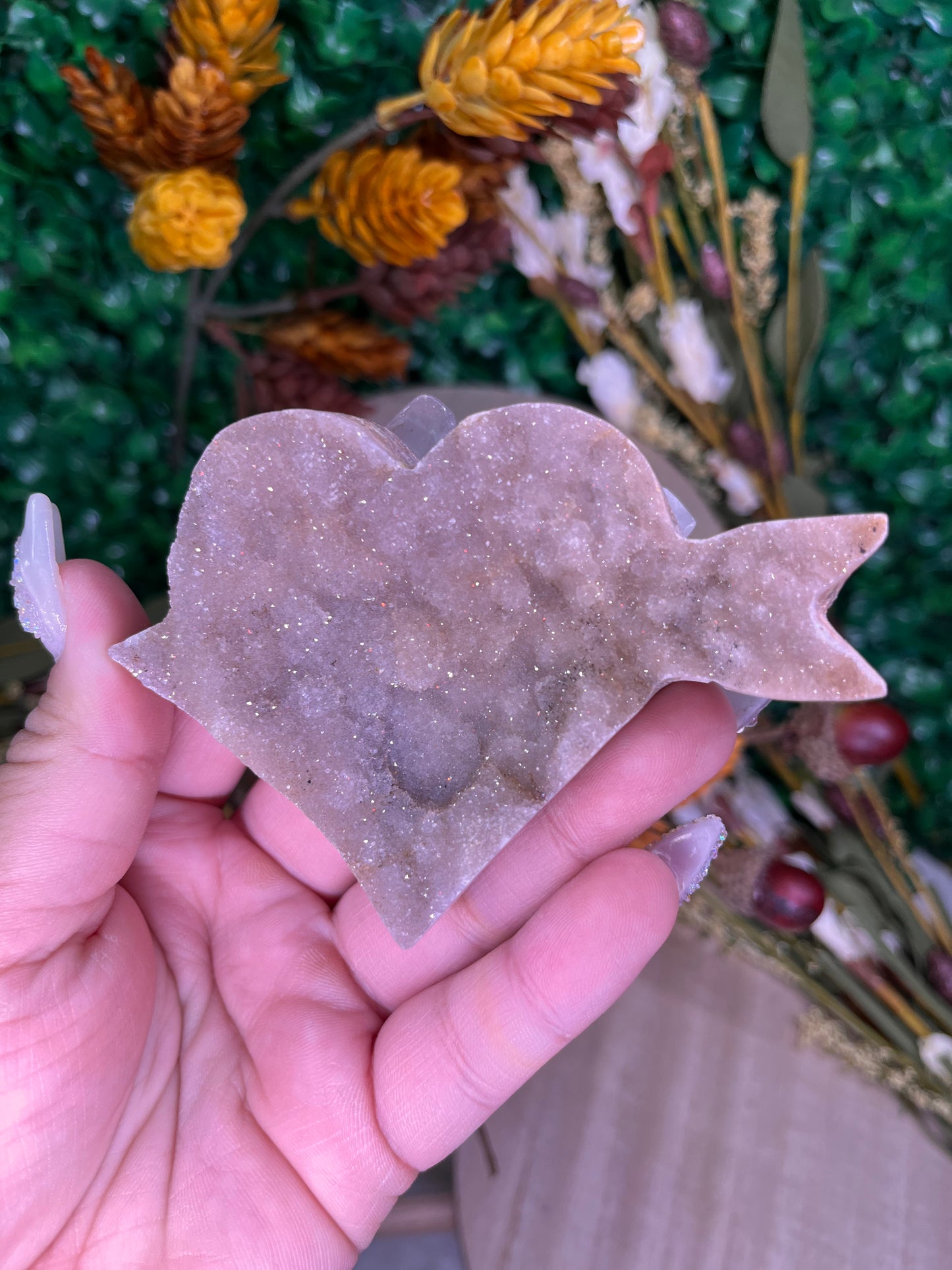 Chalcedony Druzy Hearts