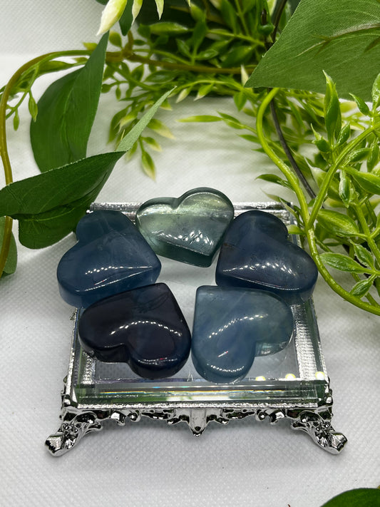 Intuitively chose Blue fluorite hearts