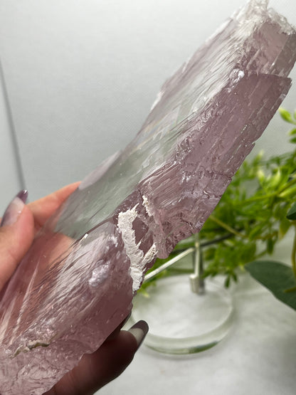 Pink lithium selenite slab F