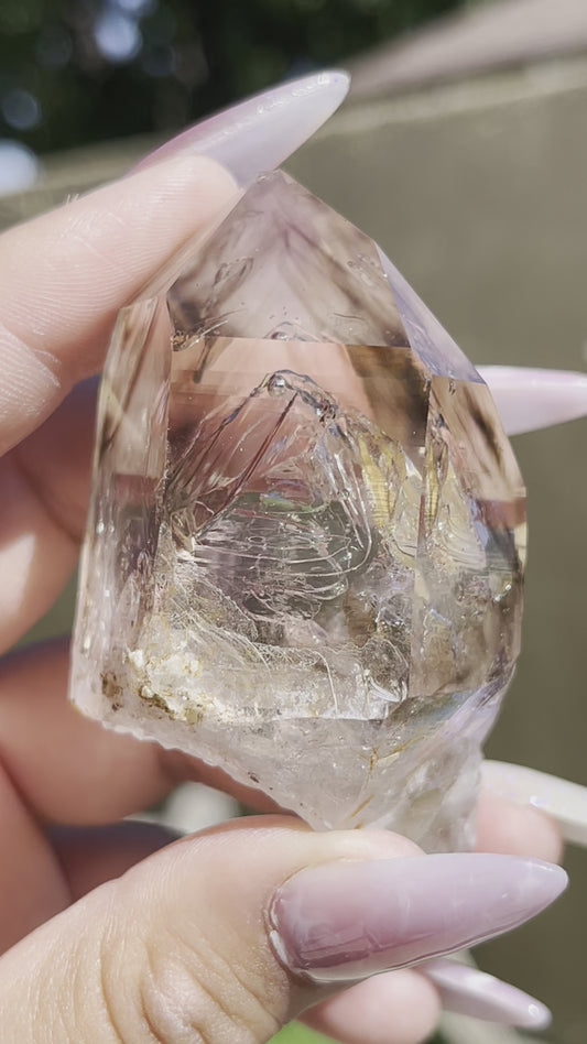 Large Smokey Quartz Enhydro with Amethyst Phantoms