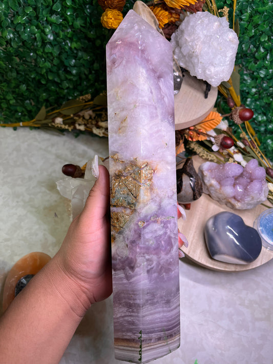 5.86lb Pink flourite tower