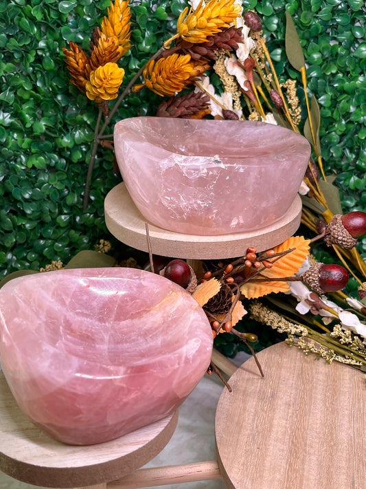 Rose quartz bowls